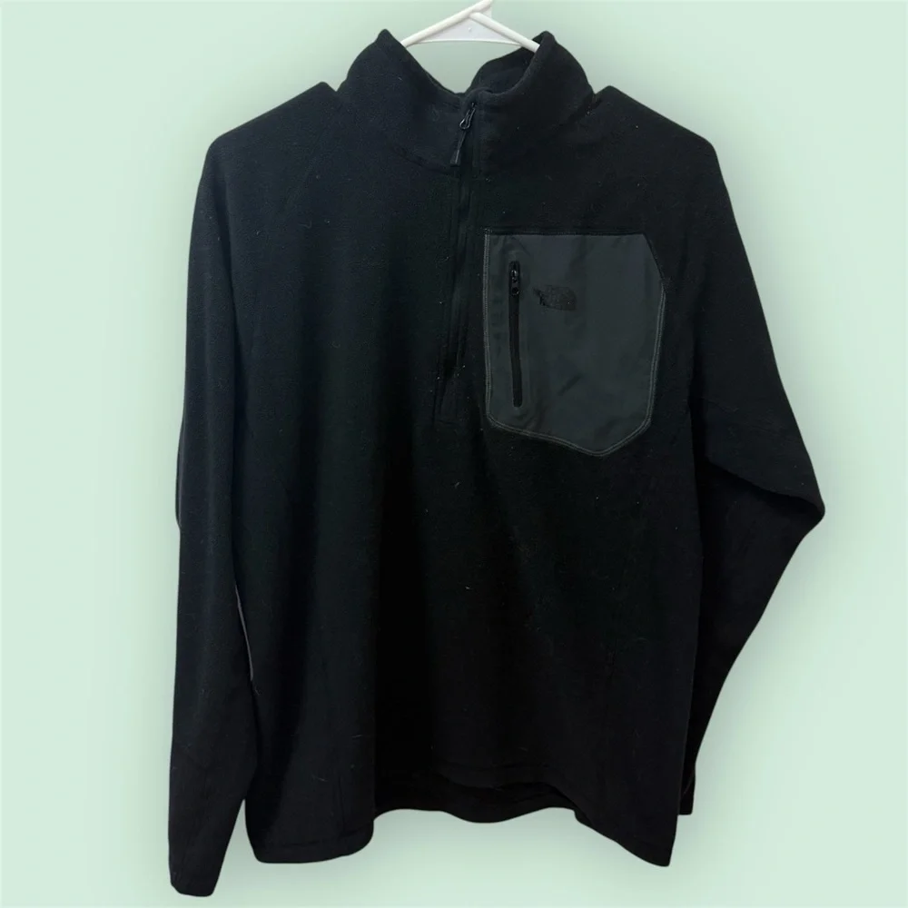 The North Face 1/4 Zip Fleece Pullover Jacket Men Size M Medium Black Sweatshirt